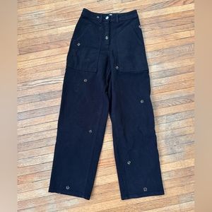 Wilfred Free Wide Leg W’s jeans size 24, hand embroidered with sunflowers!